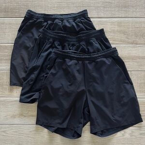 3 Lululemon Men's Black 7” Pace Breaker Shorts
